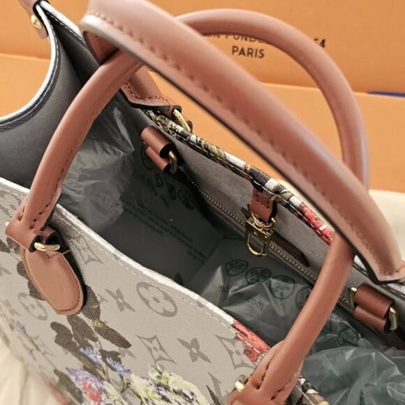 Louis Vuitton Garden ONTHEGO MM Monogram Flower Silver Tote Bag Limited Edition - Picture 2 of 10